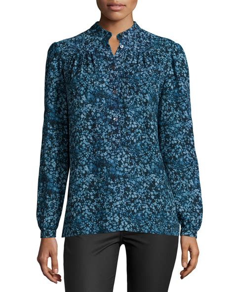 embellished floral lace top michael kors|michael kors blue blouse.